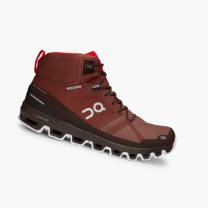 On Cloudrock Waterproof Hiking Boots Red | YBM-613257