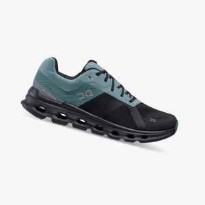 On Cloudrunner Waterproof Running Shoes Black/Tide | KPJ-857031