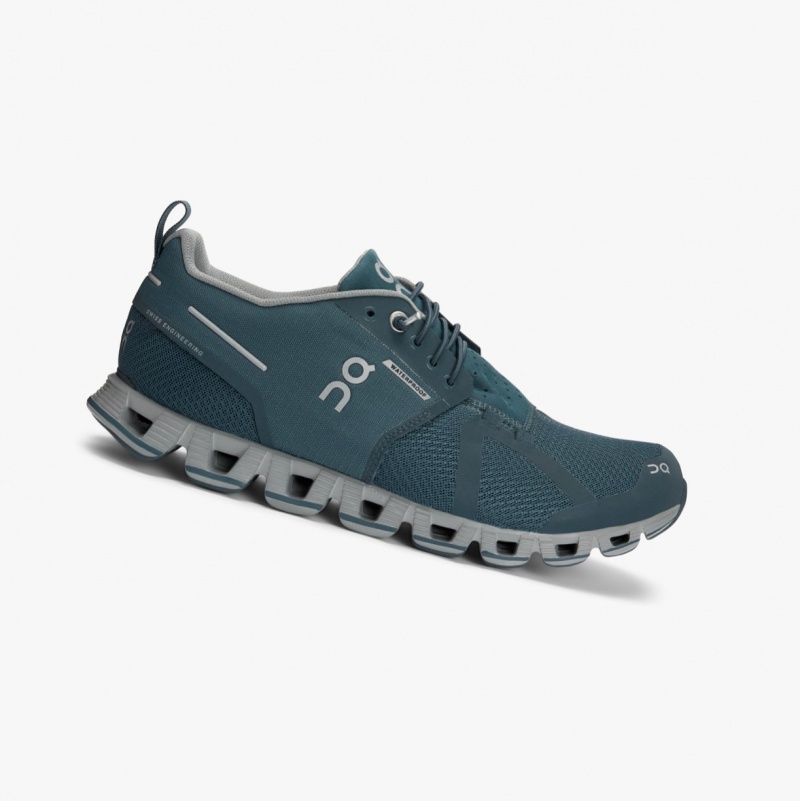 On Cloud Waterproof Road Running Shoes Blue | BNR-691402