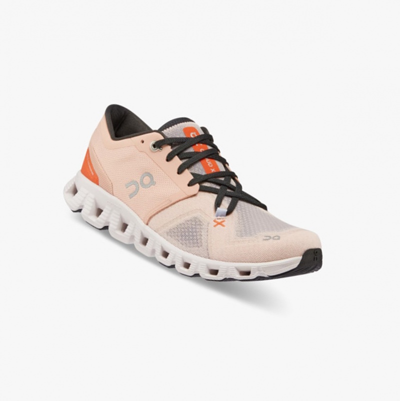 On Cloud X 3 Training Shoes Rose/Sand | KSP-682594