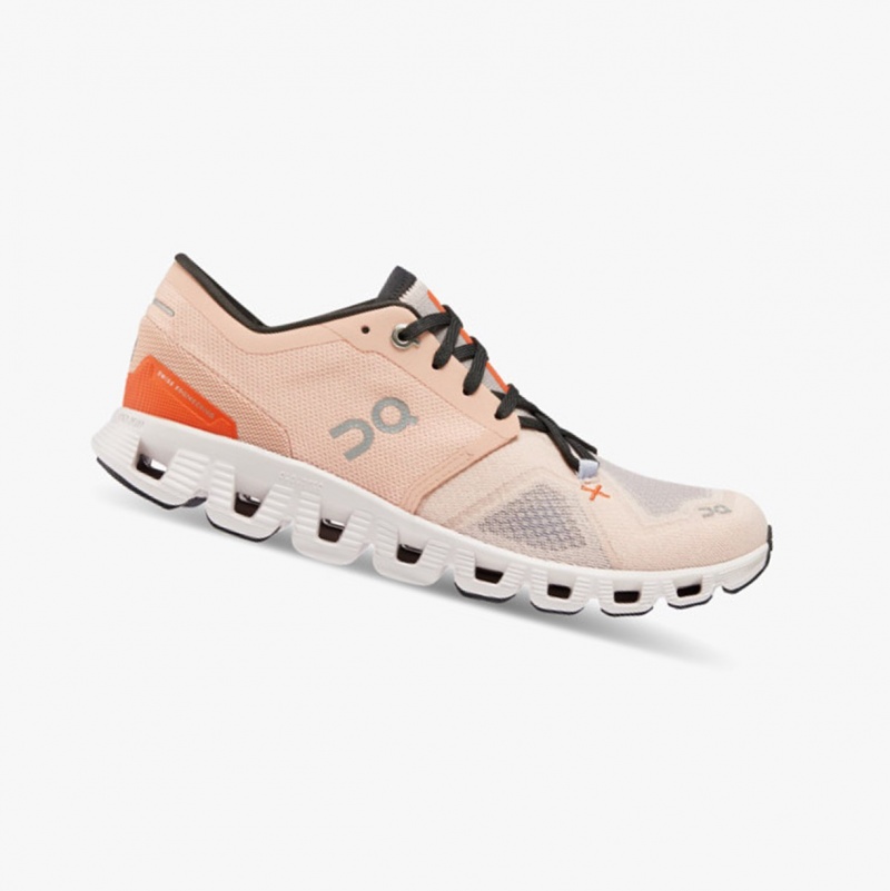 On Cloud X 3 Training Shoes Rose/Sand | KSP-682594