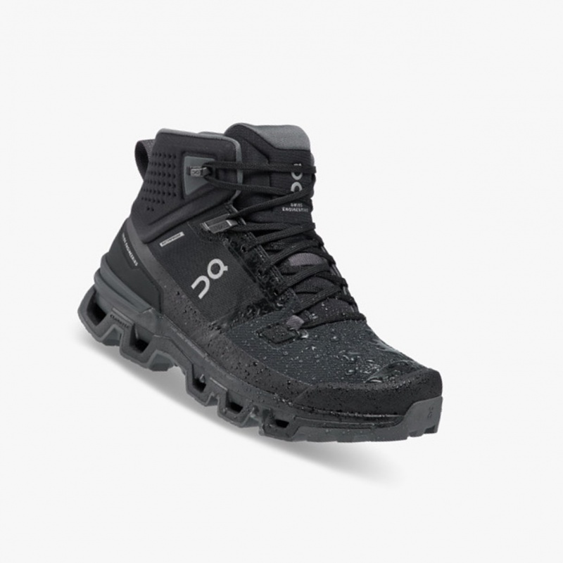 On Cloudrock 2 Waterproof Hiking Boots Black/Eclipse | ARC-253748