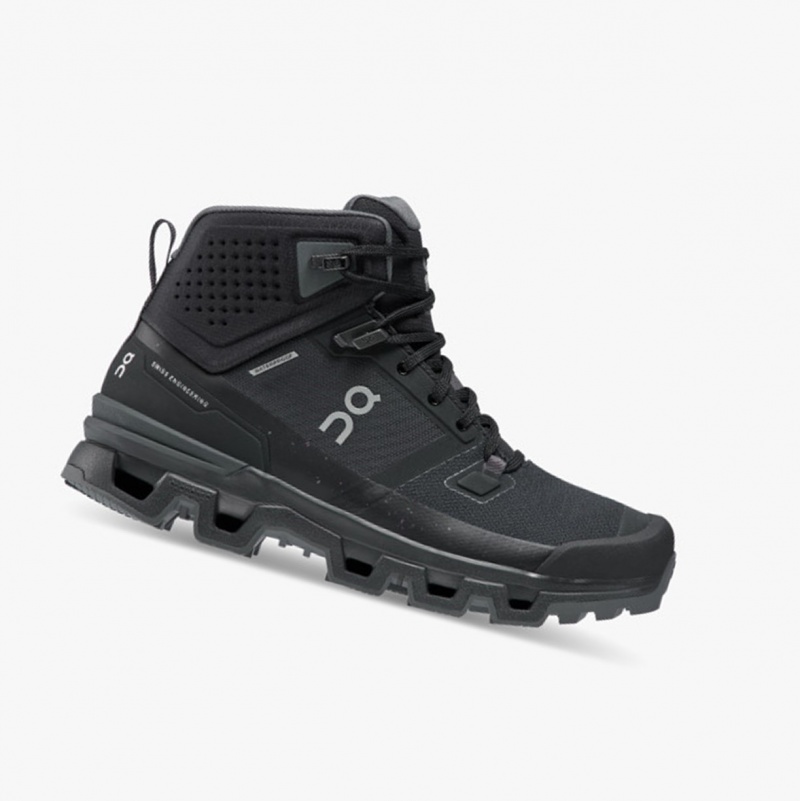 On Cloudrock 2 Waterproof Hiking Boots Black/Eclipse | ARC-253748