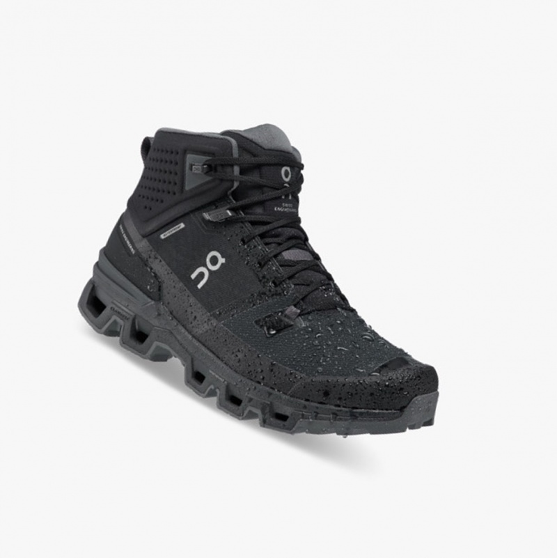 On Cloudrock 2 Waterproof Hiking Boots Black/Eclipse | EYT-784306