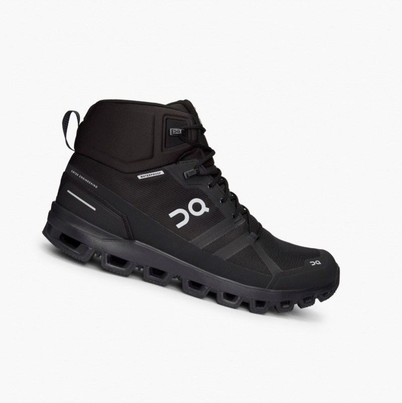 On Cloudrock Waterproof Hiking Boots Black | VBC-639485