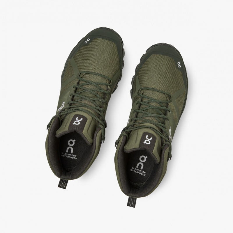 On Cloudrock Waterproof Hiking Boots Olive | IGY-854029