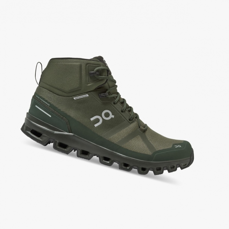 On Cloudrock Waterproof Hiking Boots Olive | IGY-854029