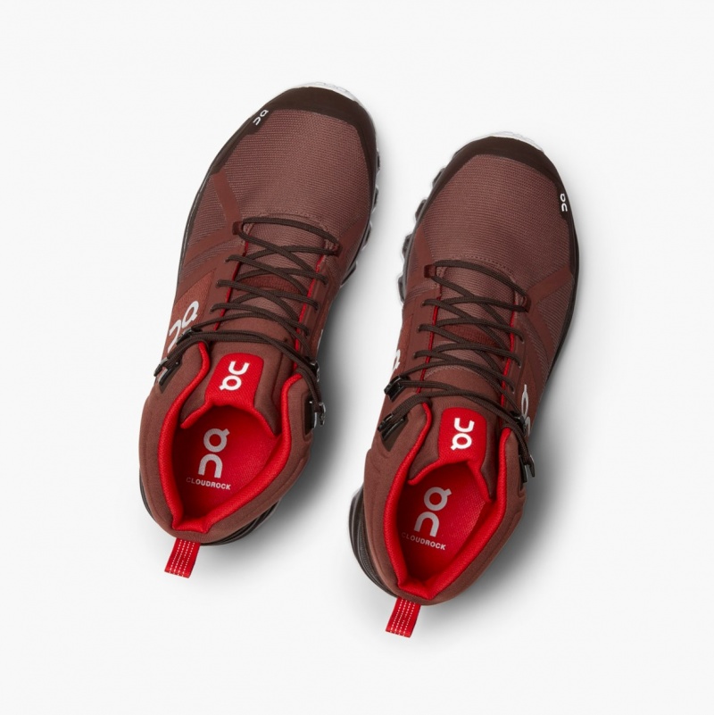 On Cloudrock Waterproof Hiking Boots Red | YBM-613257