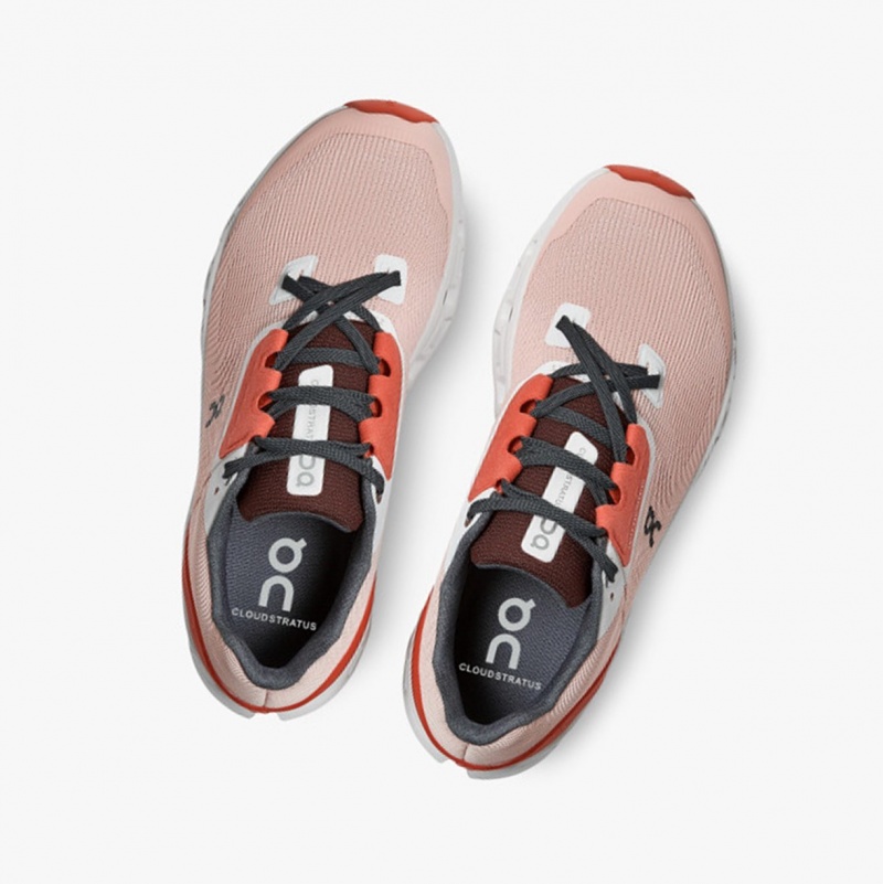 On Cloudstratus Road Running Shoes Rose/Red | CQY-052736