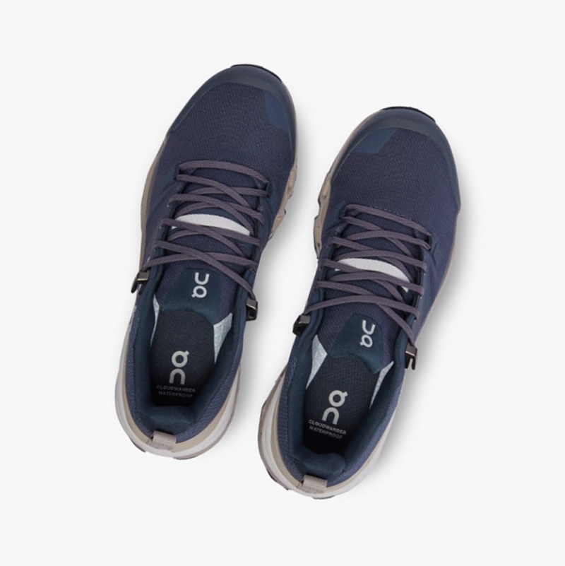 On Cloudwander Waterproof Running Shoes Navy/Desert | ICQ-571209