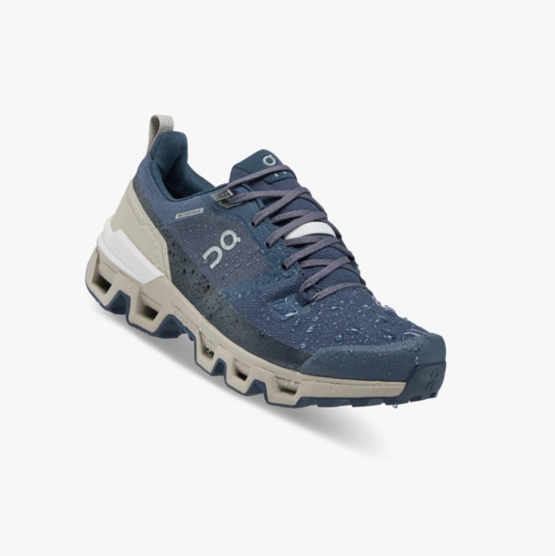 On Cloudwander Waterproof Running Shoes Navy/Desert | ICQ-571209