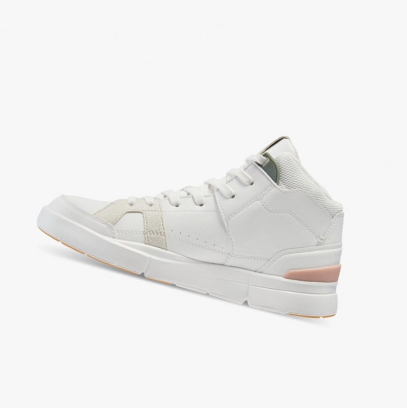 On THE ROGER Clubhouse Mid Running Shoes White/Rose | SIM-459378