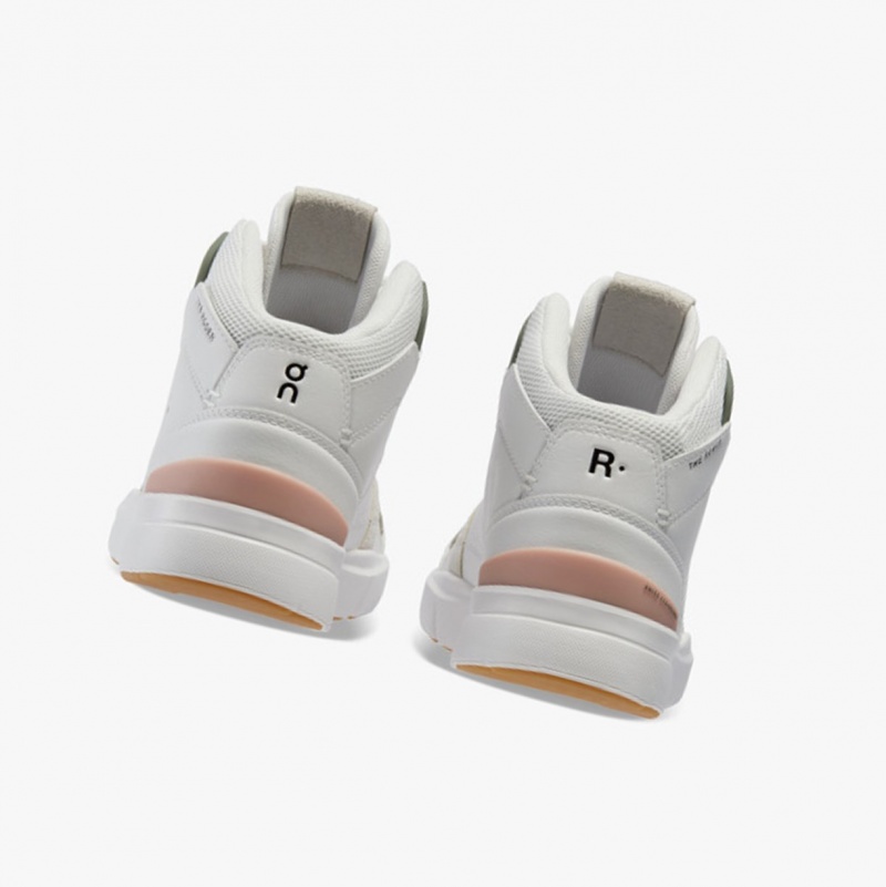 On THE ROGER Clubhouse Mid Running Shoes White/Rose | SIM-459378